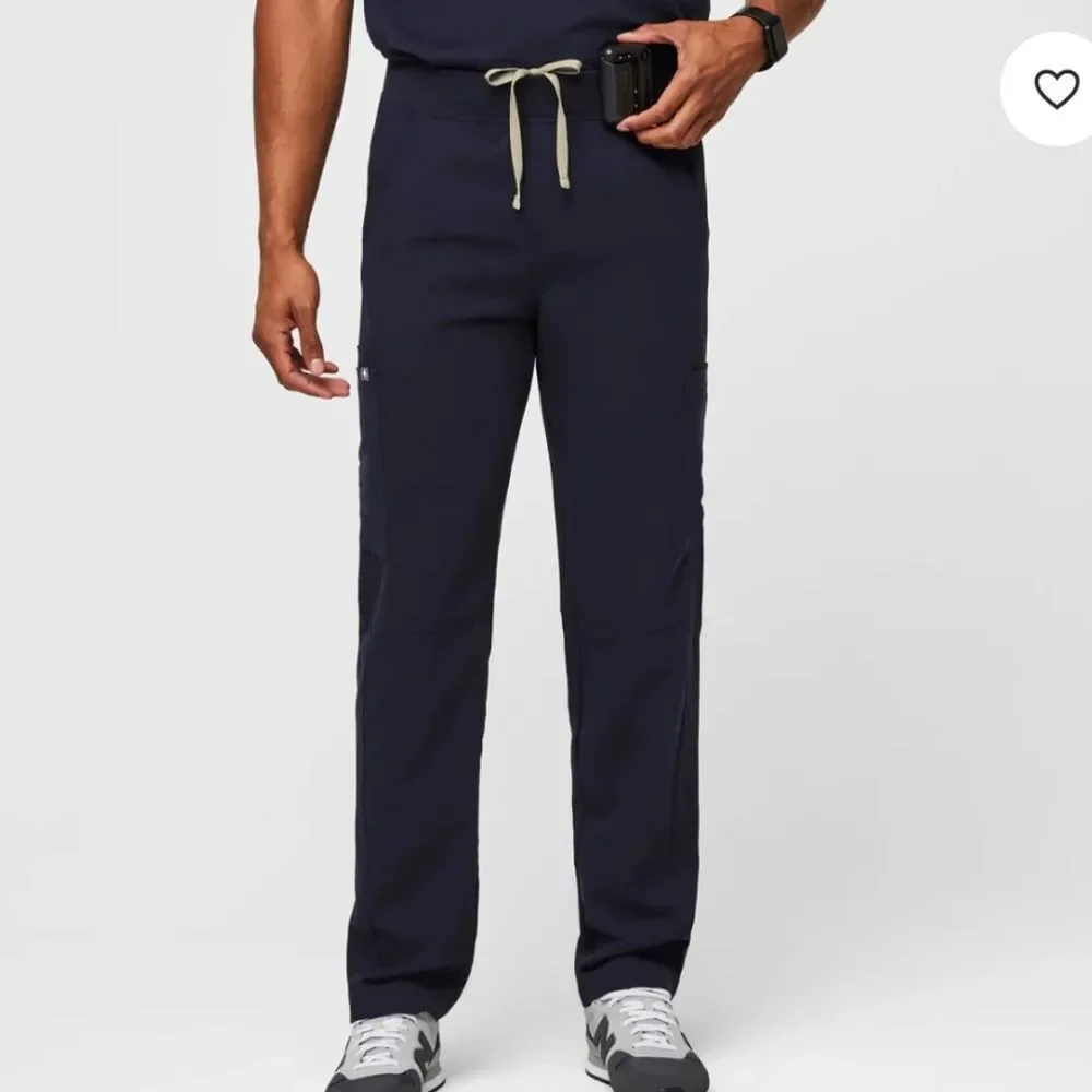 Figs Scrubs pants Axim Cargo Navy Blue Tie Elastic Waist Size L